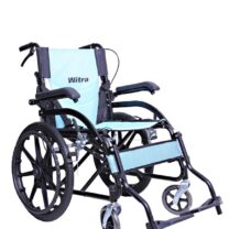 WİTRA Alüminyum Özellikli Manuel Katlanabilir Refakatçi Hasta Yaşlı Engelli tekerlekli Sandalyesi Mavi